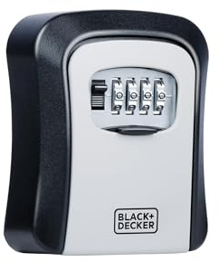 BLACK+DECKER Schlüsseltresor - mit Zahlenschloss - 4-stelliger Code - 10.000 Zahlenkombinationen - für den Innen- und Außenbereich - Robustes Metallgehäuse - Wasserdicht - Wandmontage