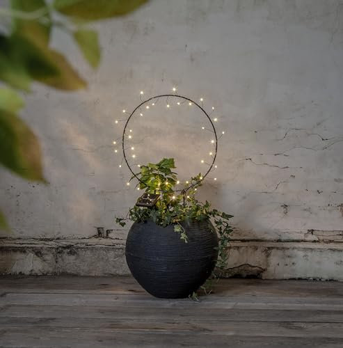 Star Trading Barlumi Solar Laterne Garten Schwarz - LED Solarleuchte Metall, Ø 40 cm, 60 cm, 40 warmweiße LEDs, Akku, Automatisch, Outdoor Terrasse