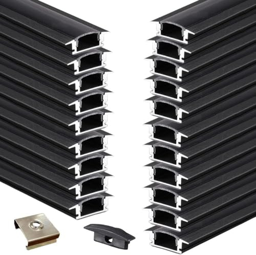 RRHCW LED Strip Diffuser,3.3FT/1M LED Aluminum Profile, U-Shape LED Channel, LED Diffuser Strip Collar Shape Tape Light Under Cabinet, Floating Shelf Recessed