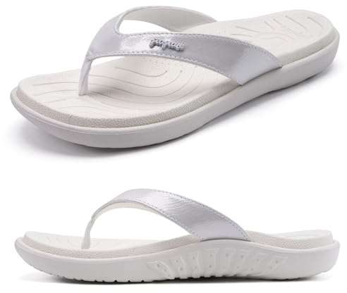 jiajiale Infradito Donna Moda Ortopediche Estive Comode Pelle Supporto Arco Plantare Flip Flop Doccia Spiaggia Piscina Aperte Mare Leggere Eleganti Ciabatte Antiscivolo Gomma Suole