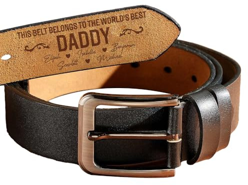 Personalisierter Gürtel Herren Geschenke für Papa, Ledergürtel mit individuellem Namen für Männer Ledergürtel, Gürtel für den Ehemann, Vaterta ,Ledergürtel Geschenk für Papa Opa, Geburtstagsgeschenk