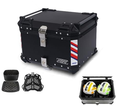 Motorradkoffer Top Case 25L 30L 36L 45L 55L 65L Heckkoffer Motorrad Kofferraum Mit Sicherheitsschloss, Für Roller, Motorrad, Mofa & Quad(Schwarz,30L)