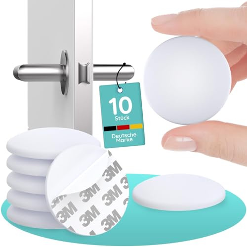 Homery Türstopper Wand selbstklebend [10 Stück], 40 mm Gummipuffer, Weiß | Wandpuffer als Türklinkenpuffer, Türanschlagpuffer zum Kleben, Wandschutz für Türen und Möbel