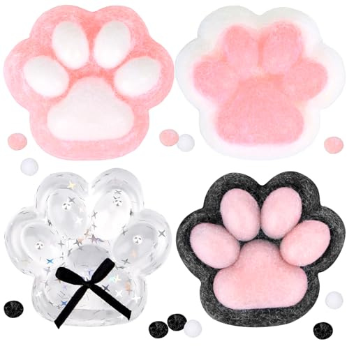 4 Pezzi Taba Squishy Zampa, Giocattolo Antistress Zampe di Gatto per Bambini e Adulti, Cute Fufu Squishy Divertente Animali Giocattoli da Spremere