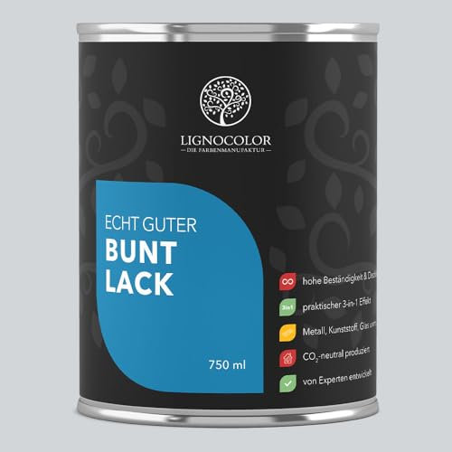 Lignocolor Buntlack glänzend (750 ml, Pearl) | hochbeständiger Lack für Holz, Metall, Kunststoff & Kinderspielzeug