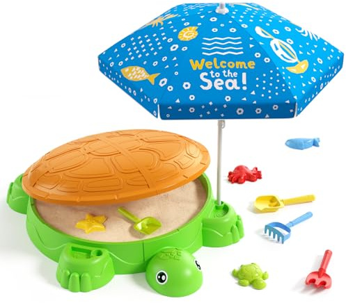 HYES Turtle Sandbox Sand Pit with Lid