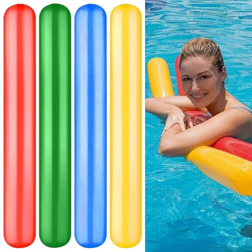 Mineup 4 Stück 150cm Schwimmnudel Poolnudel, Aufblasbarer Schwimmnudel, Langlebiger Poolnudel Hohl Schwimmnudel, Schwimmnudel Float Spielzeug für Kinder und Erwachsene zum Baden oder Aquasport