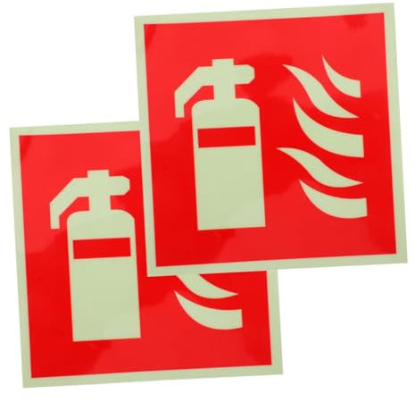 SEWOART Etiqueta Luminosa Autoadhesiva Para Extintores, Señal De Advertencia Industrial Que Brilla La Oscuridad, Resistente Decoloración Para Seguridad Contra Incendios Oficinas y Comercios