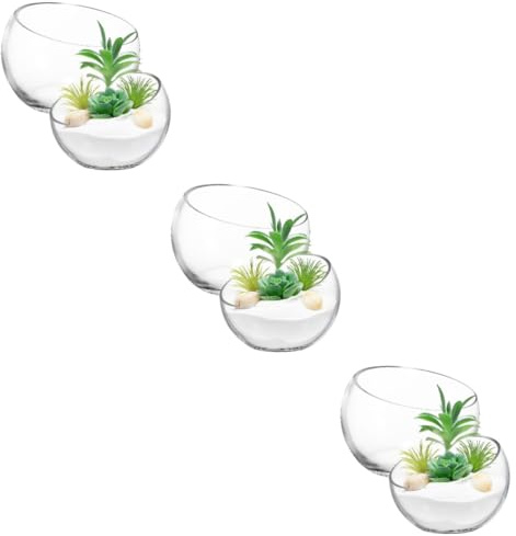 UPKOCH 3 Set Vaso Da Piantare Da Tavolo Piccolo Vaso Di Fiori Forma Cactus Pianta Succulenta Vasi Da Giardino Vendita All'aperto Fiore Contenitori Alto Trasparente Bicchiere 2 Pezzi * 3
