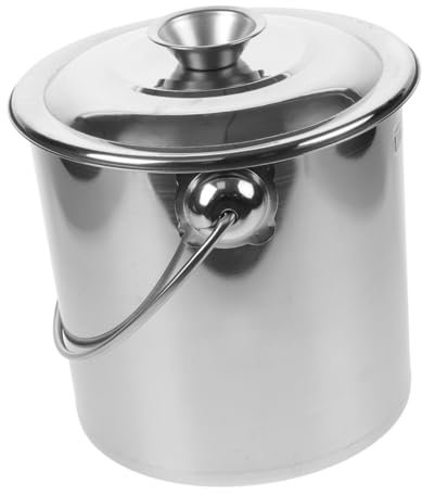 VICASKY Stainless Steel Milk Bucket with Lid and Handle Milk Jug Multipurpose Storage Bucket for Camping Oil Rice Smooth Edges Design Easy to Clean