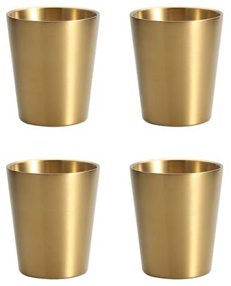 Fahoujs Lot de 4 gobelets à bière en acier inoxydable à double paroi isolés petits verres à boire pour les fêtes et les pique-niques