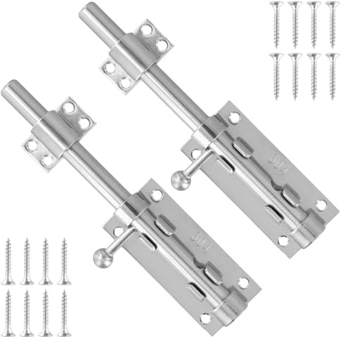 SYUTBOU 2 Stück Türriegel Edelstahl, 8 Inch Silber Türriegel Abschließbar mit Schrauben, 9,6 x 4,3 cm Schieberiegel Montageplatten Bolzenriegel für Gartentore und Außentüren