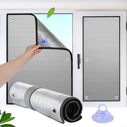 Sun Blocker Reflective Window Films,8mm Aluminium Foil Insulation Films,Blackout Privacy Window Films With Suction Cup,Sunroom Glass Window Films,Window Stickers,Reusable,W×H-45×90cm(17.7*35.4in)
