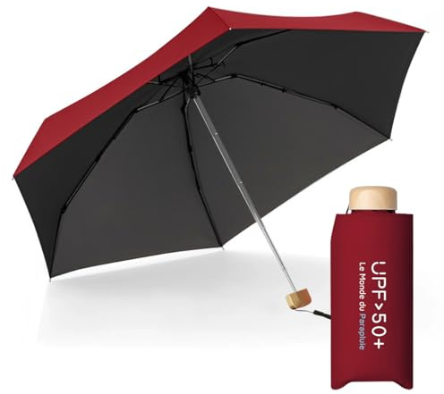 Le Monde du Parapluie Mini Ombrello Pieghevole Anti UV, Rosso
