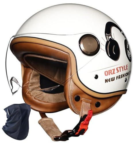 YHQUDGWT Casco Moto retrò Omologato ECE 22.06, Casco Scodella con Fibbia a Sgancio Veloce, Casco Jet Moto Leggero per Uomo e Donna, Adatto a Scooter, Chopper e Bici (55-62cm)