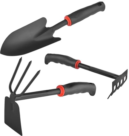 HEMOTON Outils Jardinage Large Pelle Râteau Binage Double Usage Manche Antidérapant pour Balcon et Plantation Pot