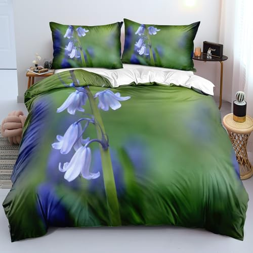 Fiore di Lanling Copripiumino Grande Stampato 200x200cm Fiori Fodera per Piumino e 2 Federe per Cuscini, Morbide e Traspiranti, Adatte per Giovani e Adulti, con Chiusura Lampo