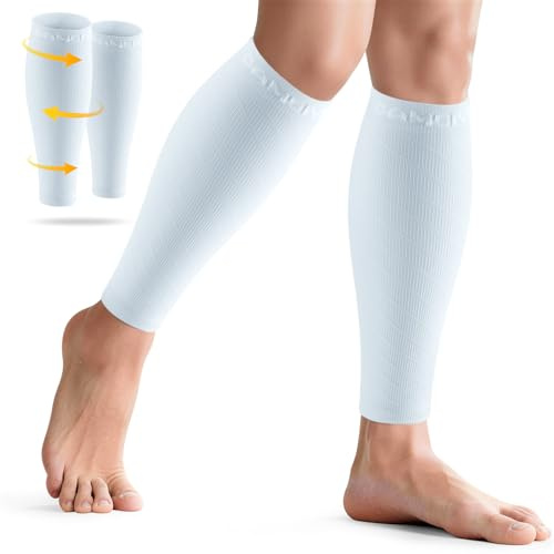 CAMBIVO Polpaccera Compressione Uomo Donna 2Paia, Gambaletti Compressione, Calze Compressione Graduata senza Piede, Fascia Elastiche Polpaccio, per Corsa, Fitness, Sport, Calcio, Vene Varicose