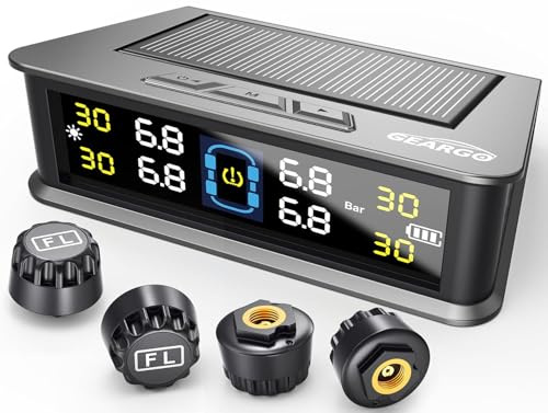 RV Tire Pressure Monitoring System,0-99 PSI Tire Pressure Monitor System with Solar Charger,RV TPMS with 4 Sensors&6 Alarm Modes