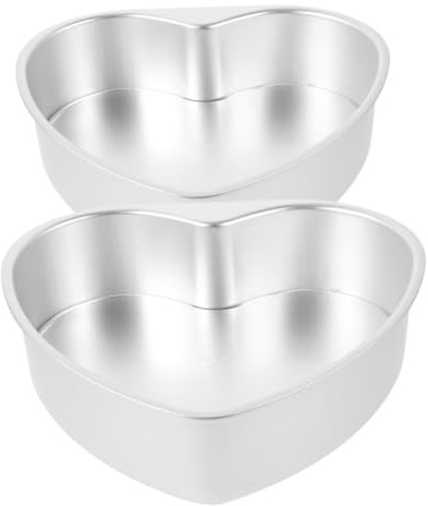 FUNNETOYU 2 pezzi Teglie Cuore con Fondo Removibile Stampi Forma Cuore in Alluminio Spesso per Mini Torte e Cheesecake per Compleanni Matrimoni e Occasioni Speciali