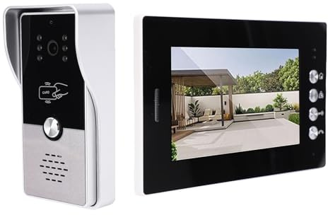Oreilet Videocitofono Cablato, Campanello con Telecamera a Infrarossi Grandangolare 120° con Display Monitor a Colori 7 Pollici per Hotel, Appartamenti, Ville, Copertura Antipioggia (Nero e argento)