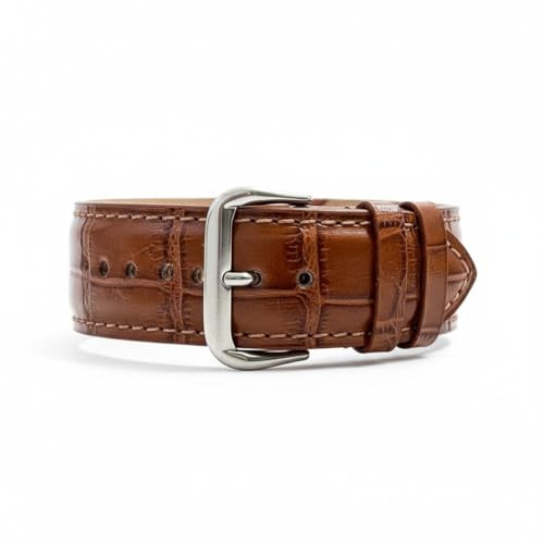 De Santis Cinturino Orologio in Vera Pelle di Coccodrillo Marrone | Cuciture a Contrasto & Fibbia Acciaio Inox | Ricambio Lusso Made in Italy | Misure 16mm, 18mm, 20mm, 22mm (18)