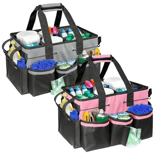 DAJAVE 2 Pcs Cleaning Caddy Bag, Cleaning Caddy with Handle Multi-Compartment Cleanings Caddys Organiser Cleanings Storage Bag for Cleaning Supplies - with Shoulder Strap