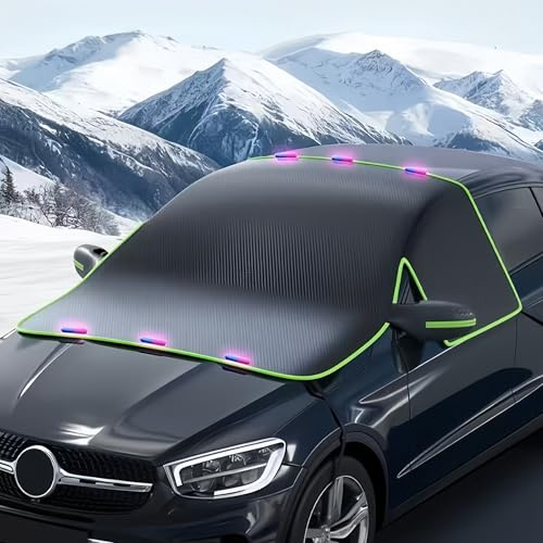 DEFEK Windshield Snow Cover - Car Windshield Cover for Ice and Snow,Automotive Magnetic Windshield Frost Cover with Side Window and Mirror Protector for Winter Use