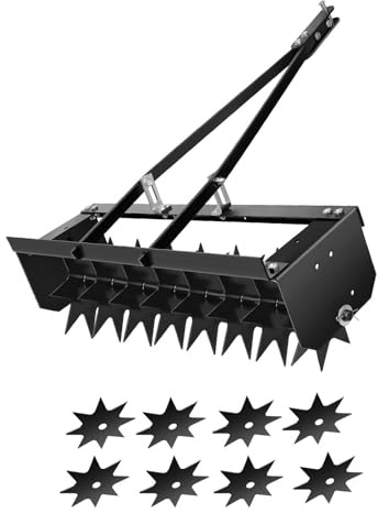 40 Pull Behind Aerator, Lawn Aerator Tool with 8 Star Steel Tines, 8.3 Height, Double Rod Design for Riding Mower, Lawn Tractor, Grass and Yard