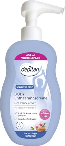 Depilan Sensitive Enthaarungscreme für Männer & Frauen · Haarentfernung für Körper & Beine · 400 ml