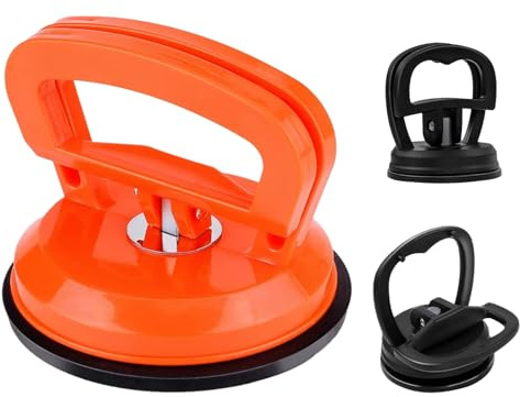 Carrozzeria Ventosa, 3 Pezzi Ventose per Rimozione Ammaccature Ventosa per Carrozzeria per Sollevamento e Spostamento di Vetri, Piastrelle e Superfici Lisce (1 Grande Arancione+ 2 Piccole Nero)