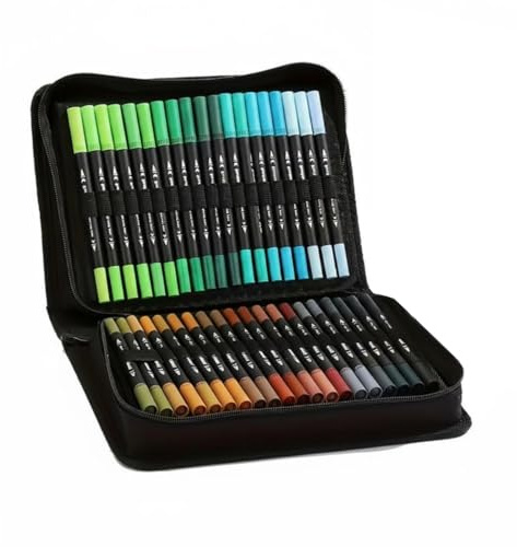SheerFaring Tip Marker Brush Pen Fine Nib Art Marker Lettering Pen Fiber Tips Double Ended Versatile Strokes Shades Portable suitable for sketching coloring studio