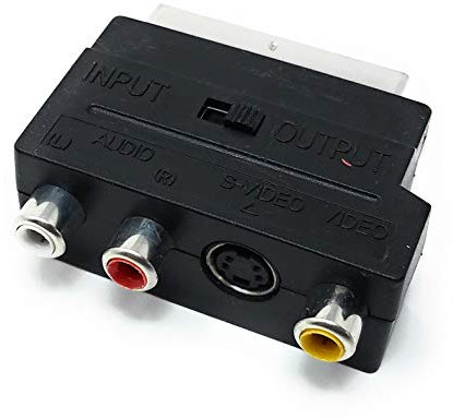 Maincore SCART to 3 x RCA Phono & S-Video Adapter – Switchable Composite AV Connector Converter for TV, DVD, VCR, Game Console & Home Entertainment