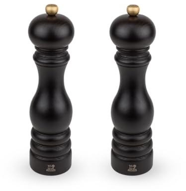 PEUGEOT - Duo Paris - Pepper Mill + Salt Mill 22 cm - Classic Adjustment - PEFC-Labelled Revalorised Wood - Made in France - Chocolate Colour
