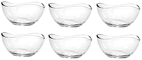 Camellia 6-Piece Glass Dessert Bowls - Ice Cream & Fruit Serving Sundae Glasses, 300ml