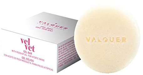 Gel corpo solido Valquer Laboratorios, con olio di rosa canina. Pelle sensibile. Ripara e idrata la pelle, vegano, senza sapone, senza plastica, senza solfati, ecologico - 50 G