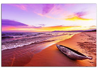 Startonight Cuadro sobre Vidrio - Templado Atardecer Junto al Mar - Moderno Cuadro de Cristal Acrílico 60 x 90 cm