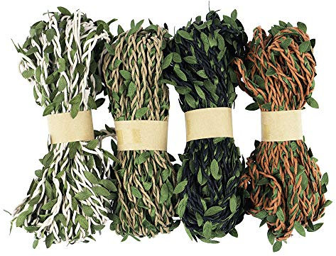 NOGAMOGA Jute Twine, 132 Feet Artificial Vine, Foliage Leaf Plant Garland for DIY Crafts, Wedding Decoration, Home, Garden Artworks and Crafts