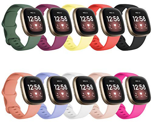 FunBand kompatibel mit Fitbit Versa 4 /Fitbit Versa 3 /Sense Armband, Weiche Silikon Sport Ersatzarmband Ersatz Band für Smart Watch (10 Packung)