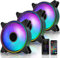EZDIY-FAB Moonlight Ventilateur de Boîtier RGB 120mm avec Hub Ventilateur et Télécommande,Carte Mère Aura Sync,Contrôle de Vitesse,Ventilateur Adressable pour Boîtier PC-3 Pack