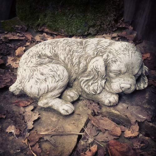 Spaniel Puppy Dog Statua | Pietra ricostituita animale in calcestruzzo da giardino