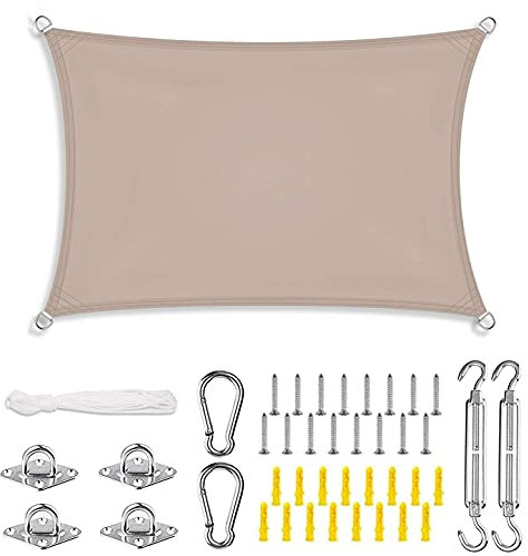 ERPENG Sonnensegel Sonnenschutz 4x4m 95% UV Schutz wetterfest Balkonverkleidung mit Seilen und Befestigungs Kit für Balkon, Schwimmbad, Kleiner Garten, Brown