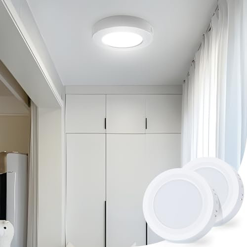 Aigostar LED Deckenleuchte 6W Deckenlampe， 6500K Kaltweiß 620lm Badezimmer Lampe ideal für Badezimmer Balkon Flur Küche Wohnzimmer Ø17.4cm， 2 Stück