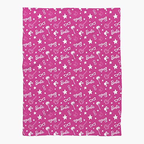 Character World Barbie Fleecedecke, offizielles Lizenzprodukt, Sterne-Schlafzimmer-Design | Warmer, superweicher Überwurf, Pink