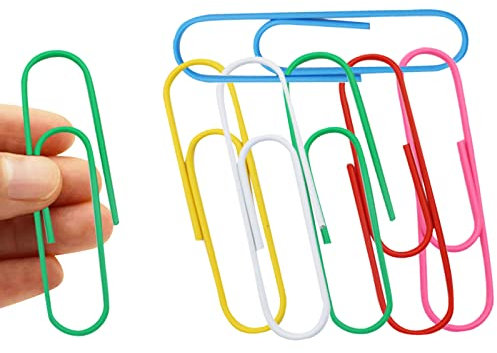 6-Piece Rustproof 4-Inch Jumbo Paper Clips - Metal Holder for Files, Documents, Work & School Organization, Home & Office Supplies (Multicolored)