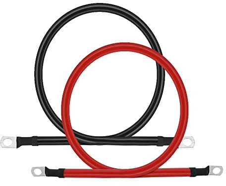 4 AWG Battery Cable 2FT 4 Gauge Pure Copper Battery Inverter Cables with 5/16 in Lugs Both Ends Power Inverter Wire Set for Automotive Solar Power Inverter Marine Boat RV Car Motorcycle (2FT)