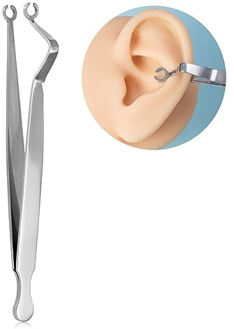 DJCIW Kit de piercing de oreja y nariz, kit de piercing de herradura para todos los piercings, acero inoxidable 316L, 14G, agujas de perforación cónico y kit de abrazaderas desechables