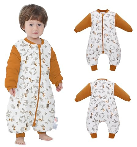 Saco de dormir de invierno para bebé con pies y mangas largas, saco de dormir para bebé con mangas desmontables, manta de dormir de 2,5 tog para otoño e invierno para lactantes y niños de 1 a 3 años