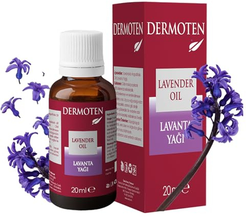 DERMOTEN Reines Lavendelöl, 100% Natürliches Atherisches Öl in Therapeutischer Qualität für Aromatherapie, Hautpflege und Entspannung, Bio, Stressabbau, Schlaf & Massage, 20 ml