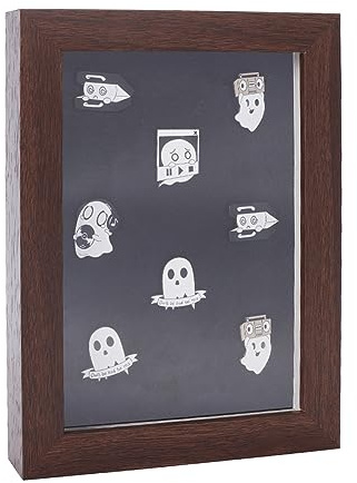 FINGERINSPIRE Pin Sammlungs Präsentationsrahmen Holzbraun Kastenrahmen Vitrine Mit Filzmatte 20.5x15.3x3.4 cm Militär Medaillen Präsentationsrahmen Schrank Broschen Sammlungs Vitrine